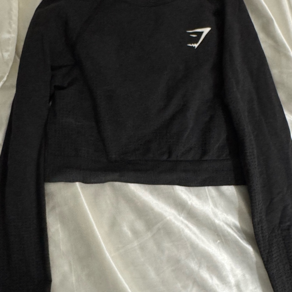 Gymshark Black and Silver Crop Hoodie Long Sleeve